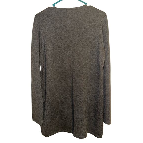 Calvin Klein Gray Zip Long Sweater with Black Leather Pockets Size Medium - Picture 3 of 8